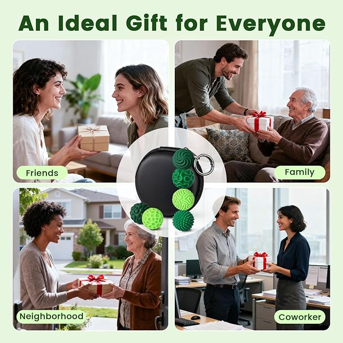 LovesTown 6PCS Silicone Magnetic Fidget Balls, Stress Balls for Adults Teens Quiet Fidget Toys with Texture for Office School Birthday Gift (Green)