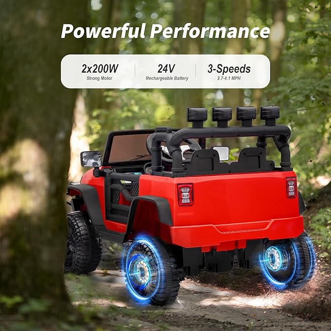 Kids Ride on Car Toy, 24V Electric Car for Kids with Remote Control, 2x200W Motors - Red