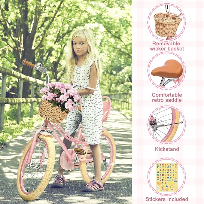 XJD Girls Bike for Toddlers and Kids Ages 2-12 Years Old,12 14 16 Inch Kids Bike with Training Wheels & Basket
