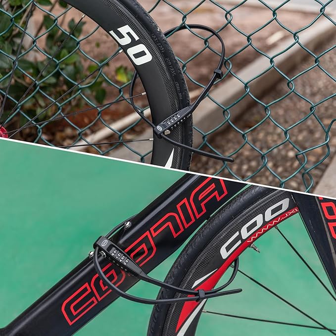 CXWXC Zip Tie Lock - 4-Digit Combo Cable Locks for Bike Motorcycle Helmet, Skateboard, Skis, Snowboard, Stroller & Cabinet - Ideal for Lightweight Security (Balck, 70CM)