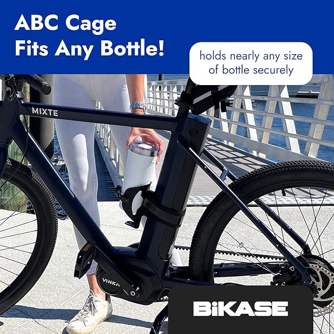 ABC by BiKASE - Any Bottle Cage, Bike Water Bottle Holder - Fits Any Bottle, Container, Speaker, Bicycle Bottle Holder for Frame or Handlebar