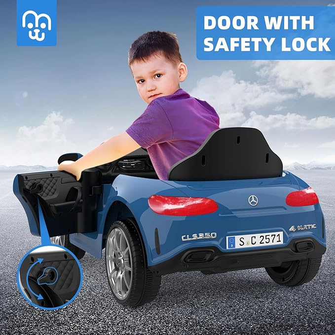 12V Licensed Electric Car with Remote Control, Kids Ride On Car with Bluetooth USB Music Player, 3.1MPH Max Speed, Battery Powered Roadster Birthday Day Gift for Boys and Girls-Blue