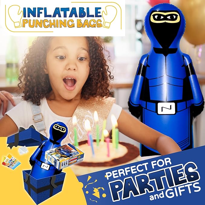 INFLATABLE DUDES Ninja Toy 63 Inches -Kids Punching Bag | Already Filled with Sand| Bop Bag | Inflatable Bopper | Boxing | Ninja Birthday Party | Punching Bag for Kids- (Heavy Hitters Nobi)