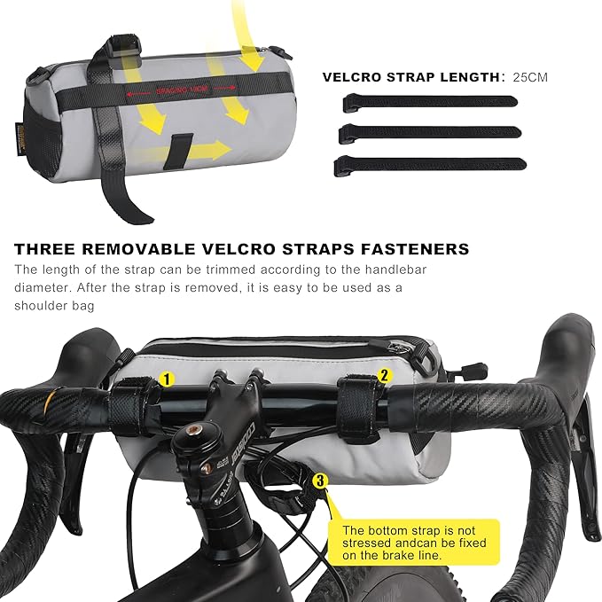 Rhinowalk Bike Handlebar Bag, Bicycle Front Bag Frame Storage Roll Bag Mountain Road Bikes Commuter Shoulder Bag Professional Cycling Accessories
