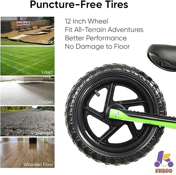 KRIDDO Toddler Balance Bike 2 Year Old, Age 24 Months to 5 Years Old, Early Learning Interactive Push Bicycle with Steady Balancing, Gift Bike for 2-5 Boys Girls, Green