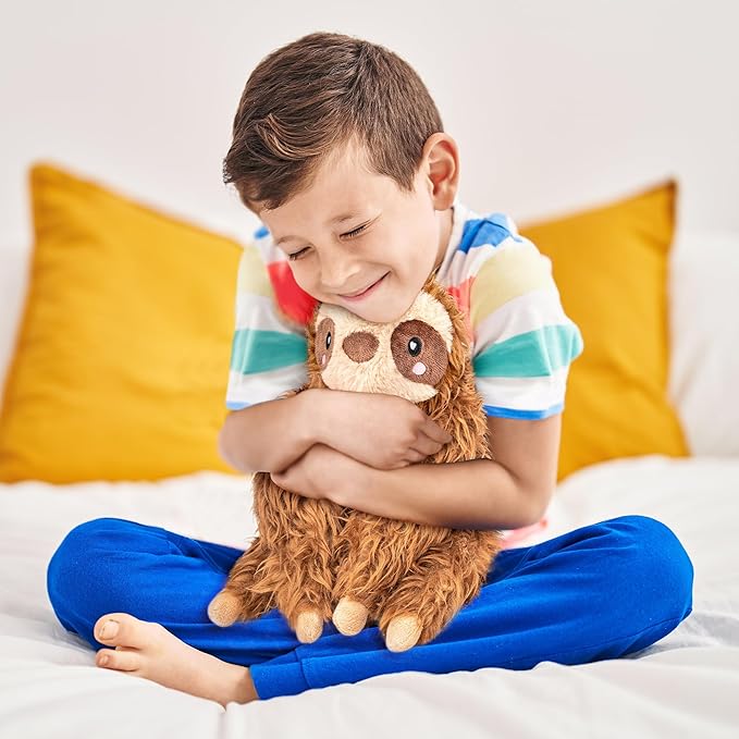 Happy Fuel Sloth Microwavable 1.5 lbs Unscented Heating Pad for Women & Kids - Cute Soft Cozy Pillow Plush Heatable Warm Stuffed Animals - Kawaii Hot & Cold Plushie Toy - Sloth Gifts for Girls & Boys
