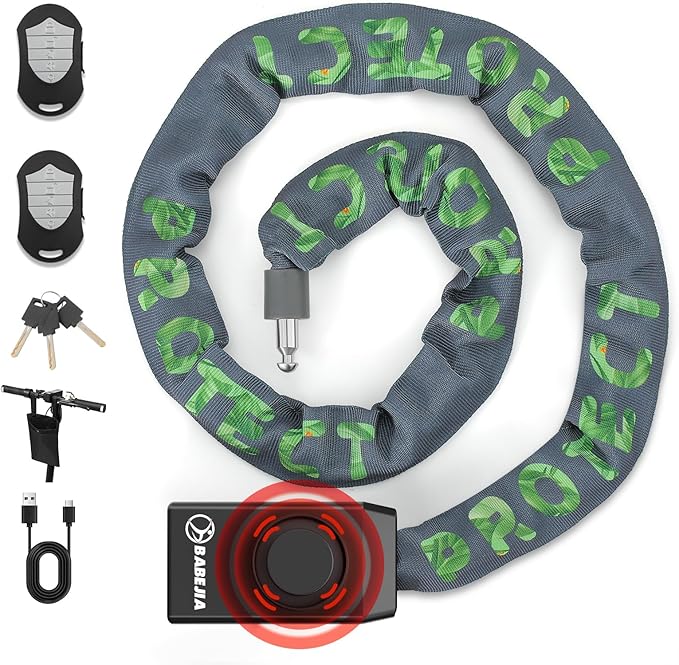 110db Bike Chain Lock with Alarm, 4ft Biycle Lock with Anti-Theft Alarm, Heavy Duty Anti Theft Security Cycling Chain Locks Suitable for Scooter, Bicycle, Motorcycle, Gate