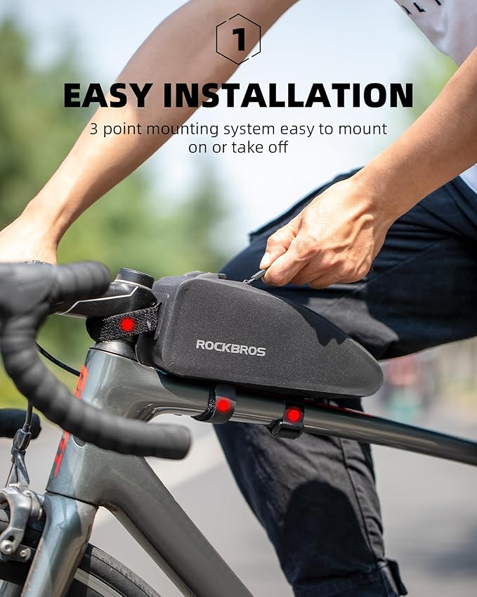 ROCKBROS Top Tube Bag Bike Frame Bag with Dual Zippers Bike Pouch