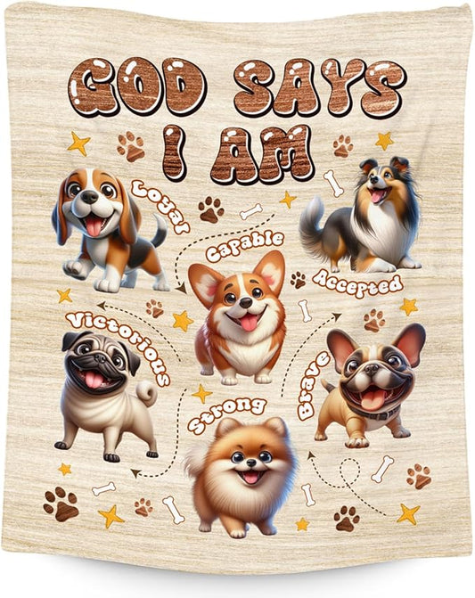 Dog Blanket for Kids, Dog Gifts for Dog Lovers Girls Boys, Dog Mom Gifts for Women Adults, Toddler Blanket with Dogs on It, Inspirational Gifts for Daughter & Son, Fleece Blankets for Bed, 60"x80"