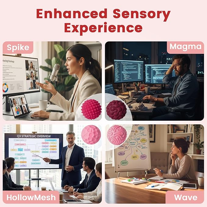 LovesTown 6PCS Silicone Magnetic Fidget Balls, Stress Relief Toys with Texture Quiet Fidget Toys for Adults Teens Office School Birthday Gift (Red)