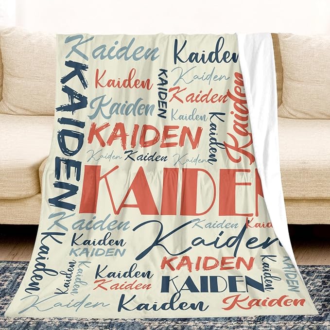 Dr.TOUGH Personalized Name Blanket Personalized Blanket for Adult Kids Flannel Customized Personalized Blankets and Throws