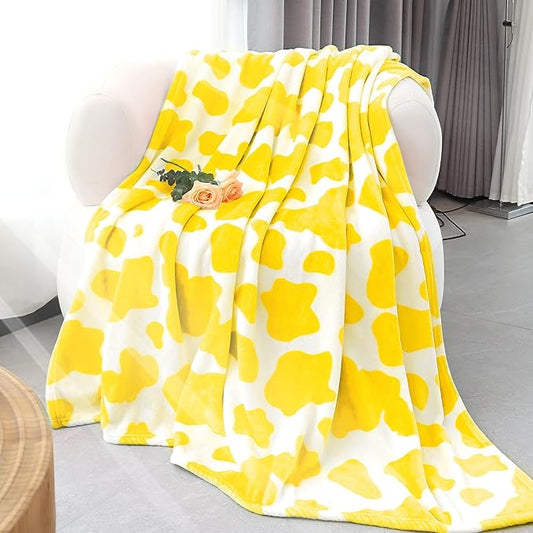 Fleece Blanket Soft Cozy Yellow Throw Blanket 50"x60" Lightweight Decorative Blanket for Couch Bed Yellow Gifts for Teens Girls Women Birthday