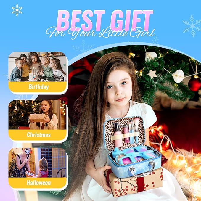 INNOCHEER Pretend Makeup for Toddlers, Fake Play Makeup for Little Girls, Frozen Toy Makeup Set for Girls, Birthday Christmas Princess Gifts Toddler Girl Toys Age 3 4 5 6 7 8 (Not Real Makeup)