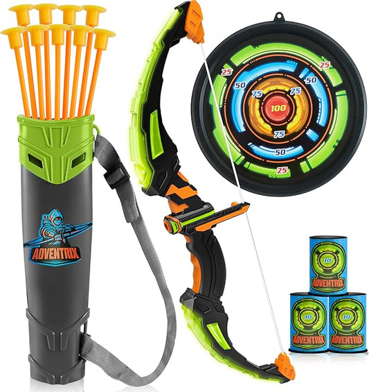 JOYIN Kids Bow and Arrow Set with LED Flash Lights, Outdoor Archery Set Toy Gift for Boys and Girls Ages 6-12 with Suction Cup Arrows, Target & Arrow Case, Great Birthday Gift for Kids/Children