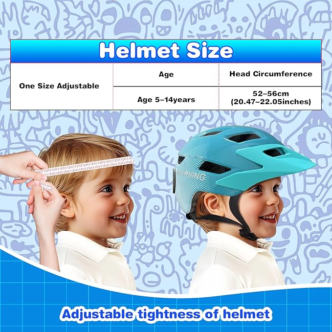 Kids Bike Helmet with LED Lights, Remote Control Turn Signals Safety Helmet Back Light for Youth Mountain Cycling Scooter Skateboarding, Adjustable and Lightweight for Boys Girls