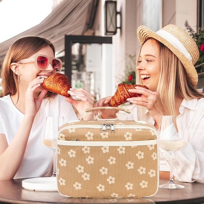 Bluboon Kids Girls Lunch Bag Insulated Lunch Box for school Corduroy Lunch Cooler Organizer School Kids Lunch Tote