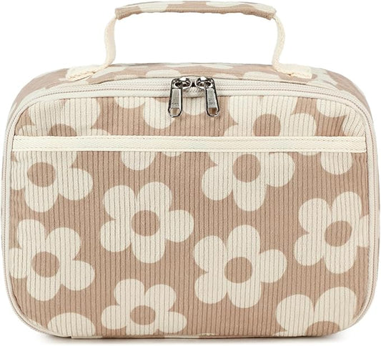 Bluboon Kids Girls Lunch Bag Insulated Lunch Box for school Corduroy Lunch Cooler Organizer School Kids Lunch Tote