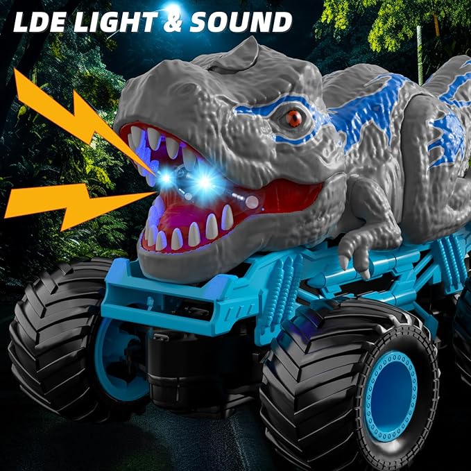 Bennol Remote Control Dinosaur Car for Boys Kids, 2.4Ghz RC Dinosaur Truck for Toddlers, Electric Hobby RC Car Toys with Light & Sound Spray Birthday for 3 4 5 6 7 8 Year olds Kids Boys