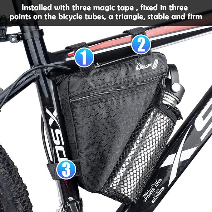 Bike Triangle Frame Bag - Bicycle Cycling Storage Triangle Top Tube Front Pouch Saddle Bag for Road and Mountain Bikes