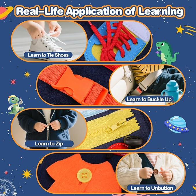 Toddler Busy Book, Montessori Busy Board, Activity Sensory Toys 2025 for Toddler Boys Christmas Birthday Gift, Educational Learning Quiet Book for Kids, Travel Toy for Airplane Car