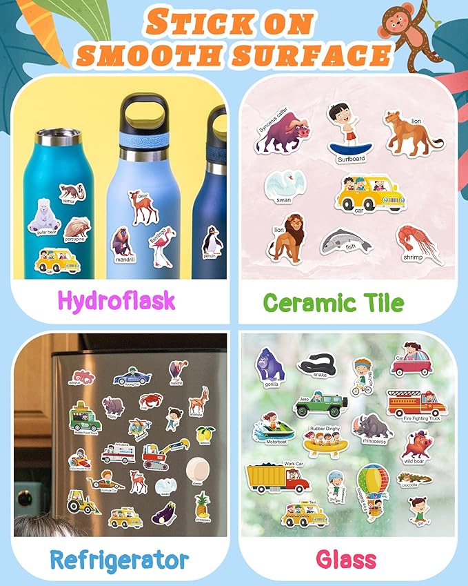 Benresive Reusable Sticker Book for Toddlers 2-4 Years, 3 Sets Travel Stickers for Kids, Waterproof Sticker Books for Toddlers 1-3, Crafts Activities for Todddlers 1-3 2-4 3-5