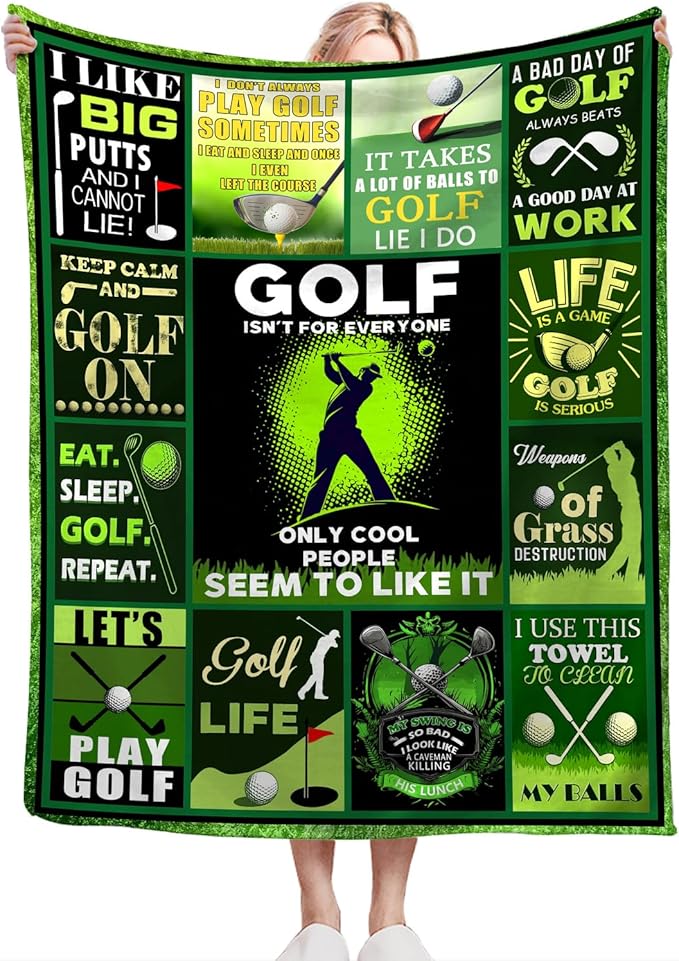 Golf Blanket Fleece Soft Warm Plush Golfing Throw Blankets Lightweight Plush Fuzzy Cozy Blanket Gifts for Lovers Men Women Suitable for Couch Sofa Bed 80"X60"