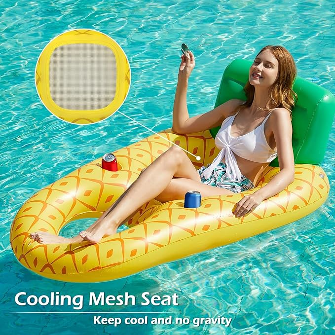 Jasonwell Inflatable Pool Float Adult - Pool Floaties Lounger Floats Raft Floating Chair Water Floaty for Swimming Pool Lake Lounge Float with Cup Holders Beach Pool Party Toys for Adults Kids