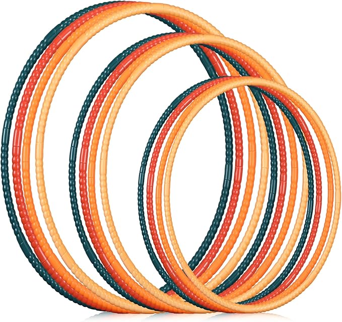 Syhood 12 Pcs Toy Color Hoop Plastic Detachable Adjustable Hoop Light Weight Exercise Fitness Equipment Toy Waist Ring for Adult Party, 3 Sizes (Yellow Green)