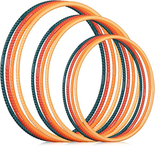 Syhood 12 Pcs Toy Color Hoop Plastic Detachable Adjustable Hoop Light Weight Exercise Fitness Equipment Toy Waist Ring for Adult Party, 3 Sizes (Yellow Green)