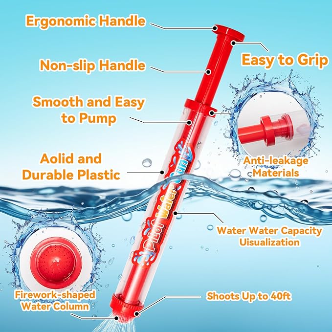 6 Pack Water Squirter Toys for Kids Pool Blaster Water Guns, Water Game Fighting Toys for Summer Swimming Pool Beach Outdoor Activity for Boys Girls Adults
