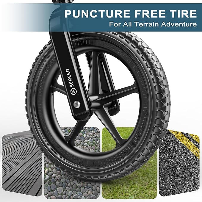 SEREED Toddler Balance Bike 2 Year Old, No Pedal Kids Toy Bike for 2-5 Years Old, Tool-Free Adjustment, for Grandkids 2-3 Boys Girls, Customize Plate with 3pcs Stickers (Black)