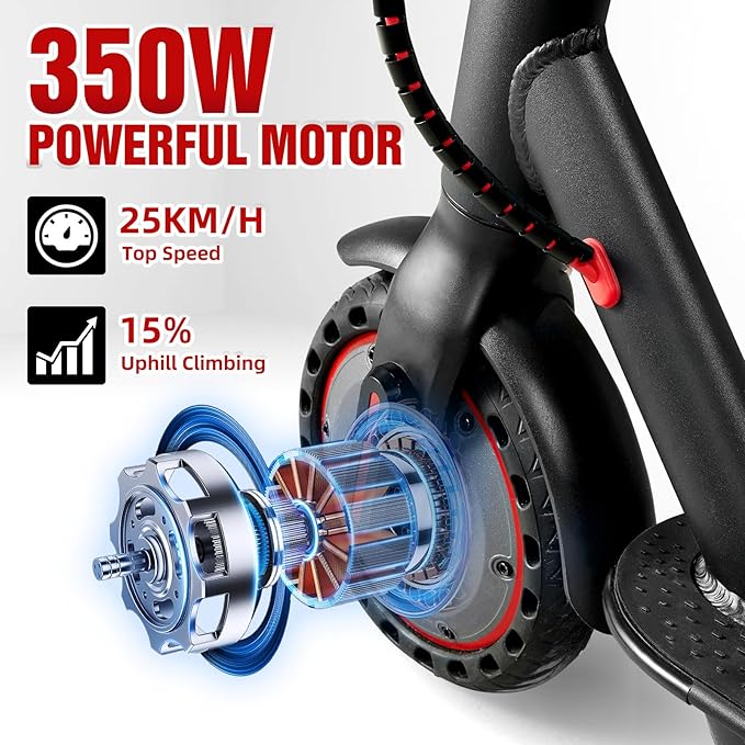 UrbanFish Electric Scooter, 350W/500W, 8.5" Tires, 21 Miles Range, 16/19 Mph, Folding E-Scooter with Dual Braking，APP Control