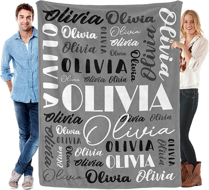 Name Blanket Personalized Blanket for Adult Kids Flannel Customize Throw Blanket Custom (Color 12, 40 x 50 Inches)