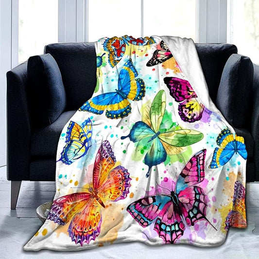 Butterfly Blanket Beautiful Butterfly Throw Blanket Ultra Soft Flannel Colorful Butterflies Blanket Gifts for Kids Adults 50"X40"