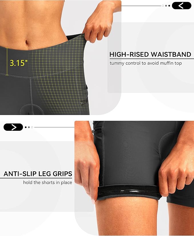 Women's 4D Padded Bike Shorts 5"/7" Riding Underwear Cycling Bicycle Road Biking Cycle Shorts for Women Zipper Pockets