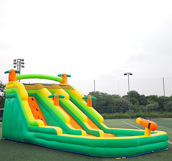 20FT Large Inflatable Water Slide Oxford Waterslides for Kids and Adults Rainforest Style Water Slide Bounce House and Swimming Pool Wet Dry Use Summer Fun Water Park for Outdoor（Including Blower