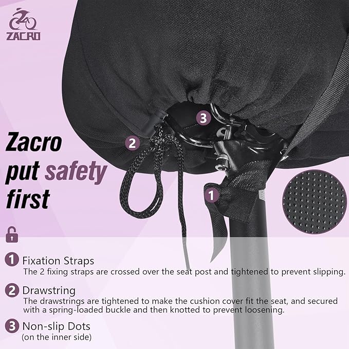 Zacro Bike Seat Cushion - Padded Gel Bike Seat Cover for Men & Women, Padding Bicycle Saddle fit with Peloton/Spin Stationary Exercise/Mountain Road Cycling Bike