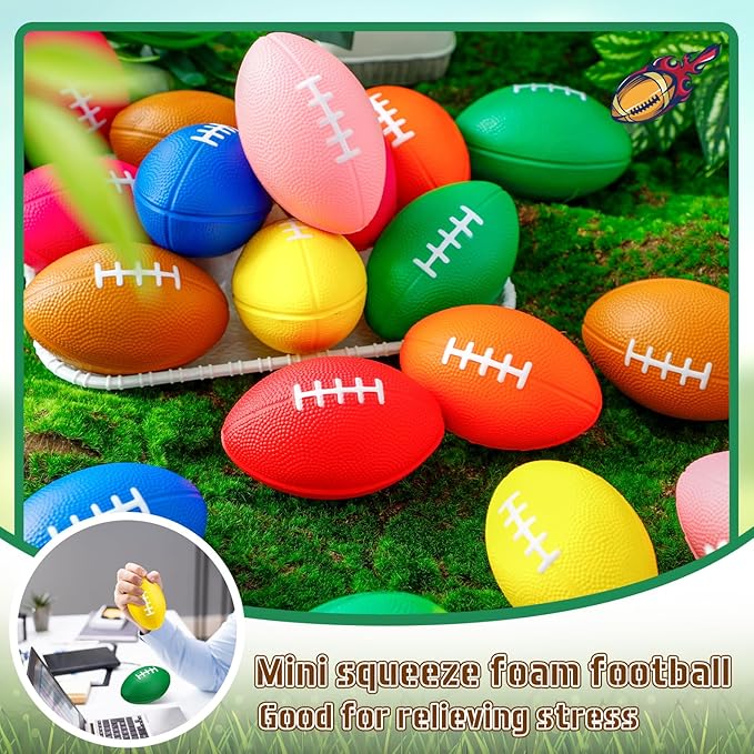 Mini Foam Footballs 4.7 Inch Party Favor Foam Balls Assorted Color Small Stress Sports Ball for Game Carnival Reward Party Gift Goodie Bags Stuffers