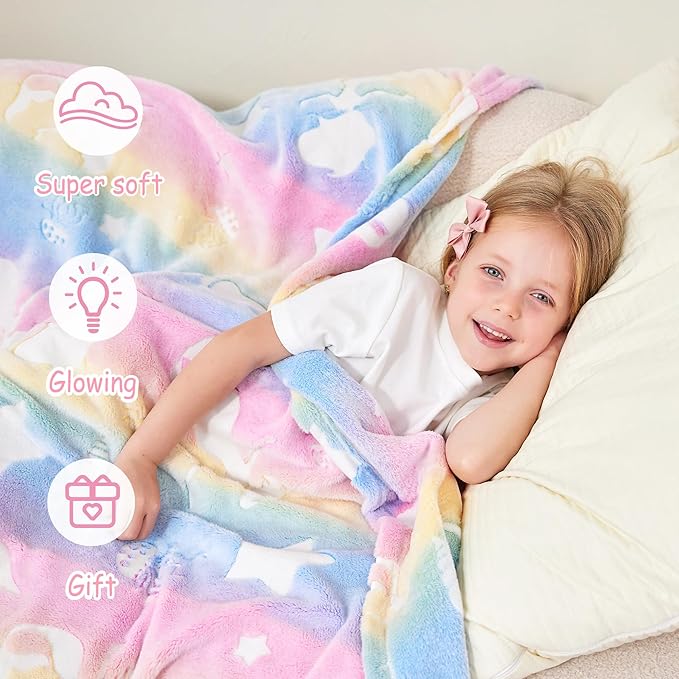 Softan Kids Throw Blanket for Boys and Girls Soft Cozy Flannel, Cute Blanket for Sofa Couch Bed, Christmas Birthday Gift for Kids Toddler，Jellyfish 30x40 Inch