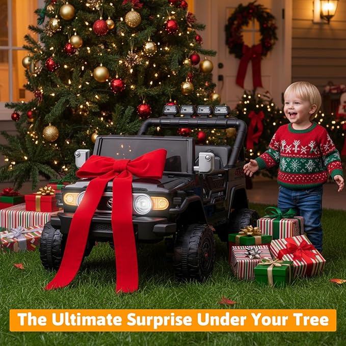 24V Ride on Toys for Kids, Licensed Toyota FJ, 2 Seater Ride on Car with Remote Control, Electric Car w/ 4-Wheeler Suspension, Led Light, Music, USB, Electric Vehicle for Age 3-8, Black