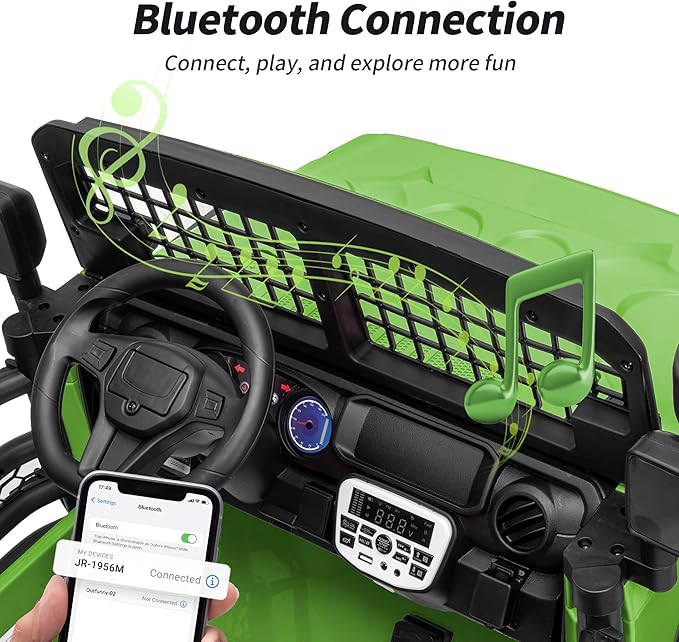 2 Seater Ride on Car Toy, 12V Electric Car for Kids 4-8 with Remote Control, Capacity 110 lb, LED Light - Army Green