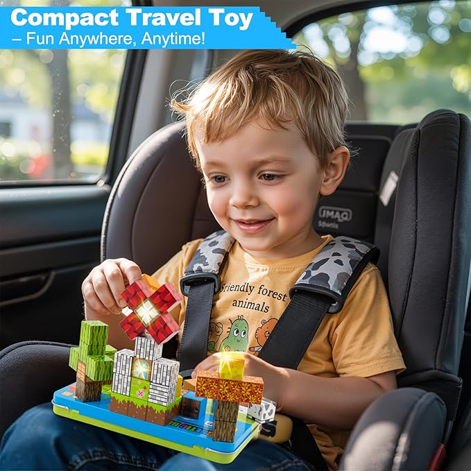 Aywewii Magnetic Blocks 45 PCS Travel Toys for Kids Ages 3-8, Toddler Magnetic Building Cubes STEM Learning Set with Iron Case - Portable Building Toys Gift for Boys and Girls (Farm Edition 1)