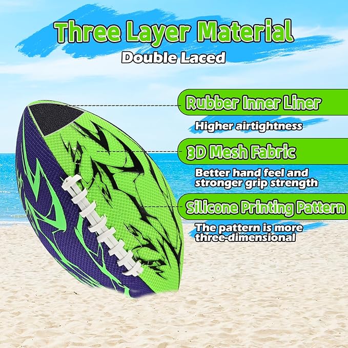 Pool Football & Water Football 2 Pack | 10.6in Oversized Beach Toys with Enhanced 3-Layer Grip | for Swimming Pool, Beach Games & Family Fun | Includes Pump, Net Bag & Gift Box (Kids Ages 8-12)