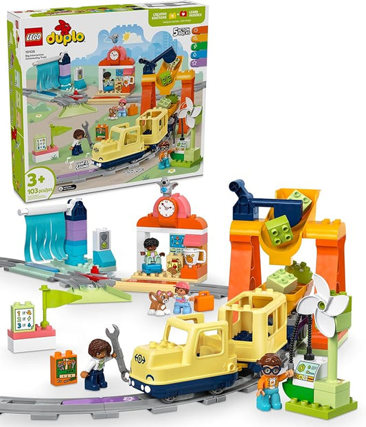 LEGO DUPLO Town Big Interactive Community Train Set - Learning Toddler Train Toy Playset for Boys and Girls, Ages 3+ - Gift Idea for Birthdays and Holidays - 10428