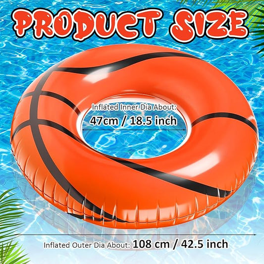 ShinyRelief 2 Pcs Footabll Baseball Soccer Basketball Sport Inflatable Pool Ring Floats Ring Adult Size Inflatable Floats Swimming Pool Tubes Beach Sports Party Lake Use Summer