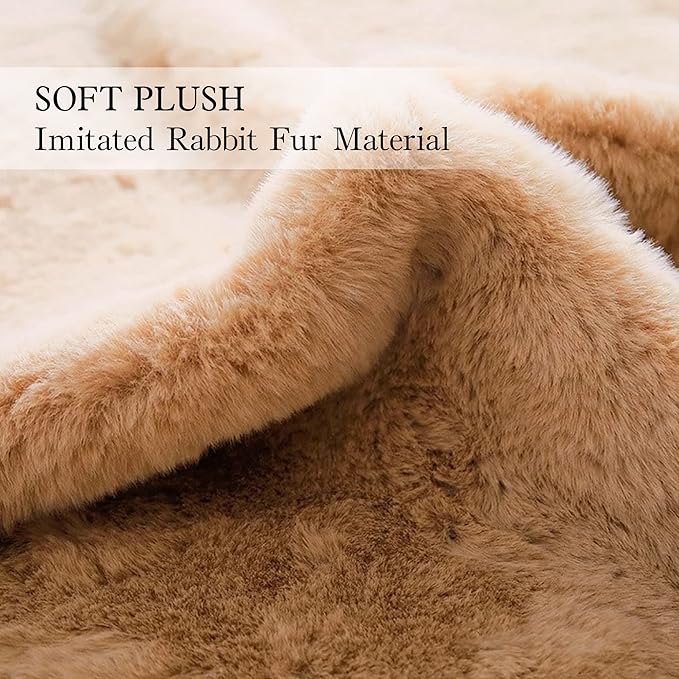 2.5x3.4 ft Small Bear Soft Fluffy Rug, Shag Faux Sheepskin Fur Rug Fuzzy Shaggy Area Rug Cute Plush Carpet for Nursery Kids Girls Bedroom Room Aesthetic Living Room Floor Home Decor, Brown