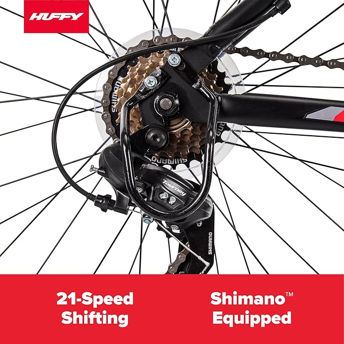 Huffy Mountain Bikes for Men, 26/27.5 Inch Sizes, Multiple Speeds, Suspension Available, Fat Tire Option, Sleek Graphics, Disc Brakes Available, Adjustable Comfort Saddle, Durable, Multiple Colors