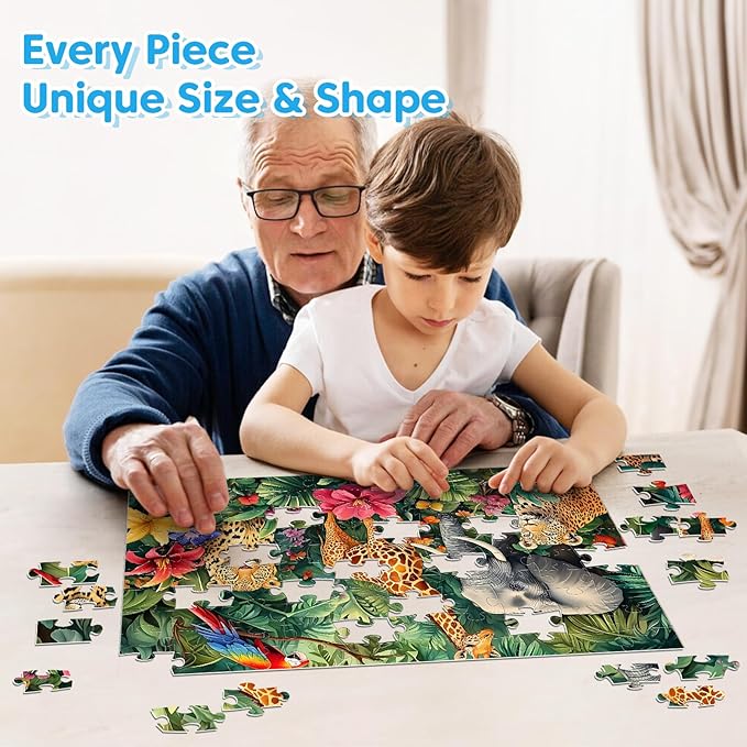 100 Piece Puzzles for Kids 4-8 - Wildlife Birds Marine Dinosaurs Puzzle for Toddlers 3-5 Large Piece Puzzle for Seniors Adults Puzzles for Kids Ages 4-6 6-8 8-10 Educational Toys Gift