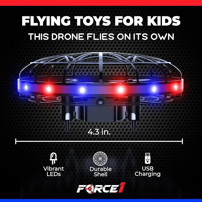 Force1 Scoot LED Hand Operated Drone for Kids or Adults - Hands Free Motion Sensor Mini Drones, Easy Indoor Flying Orb Ball Small UFO Toy for Boys and Girls (Red/Blue)
