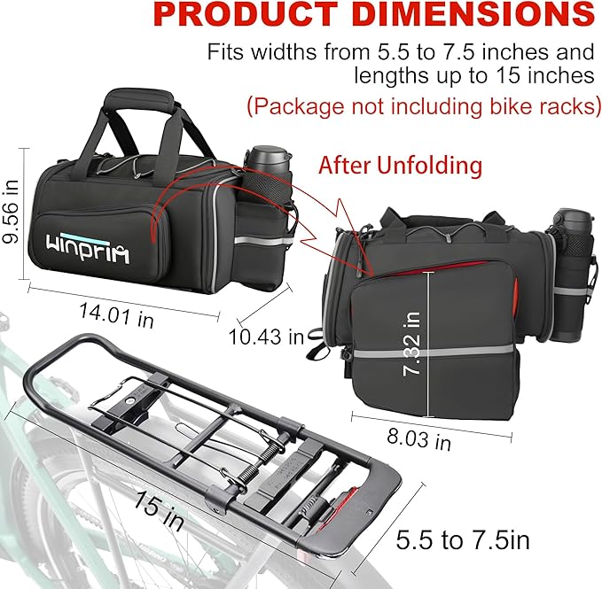Bike Bags for Bicycle Rack Bags,18-20L Pannier Trunk Pannier with Rain Cover,Water Resistant Ebike Saddle Bag for Rear Rack handlebar Shoulder Bag for Commuter Travel Outdoor Cycling,900D